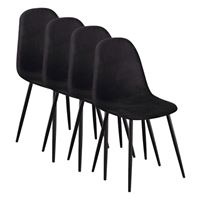 סט 4 כיסאות אוכל מרופדים בד קטיפתי HOME DECOR